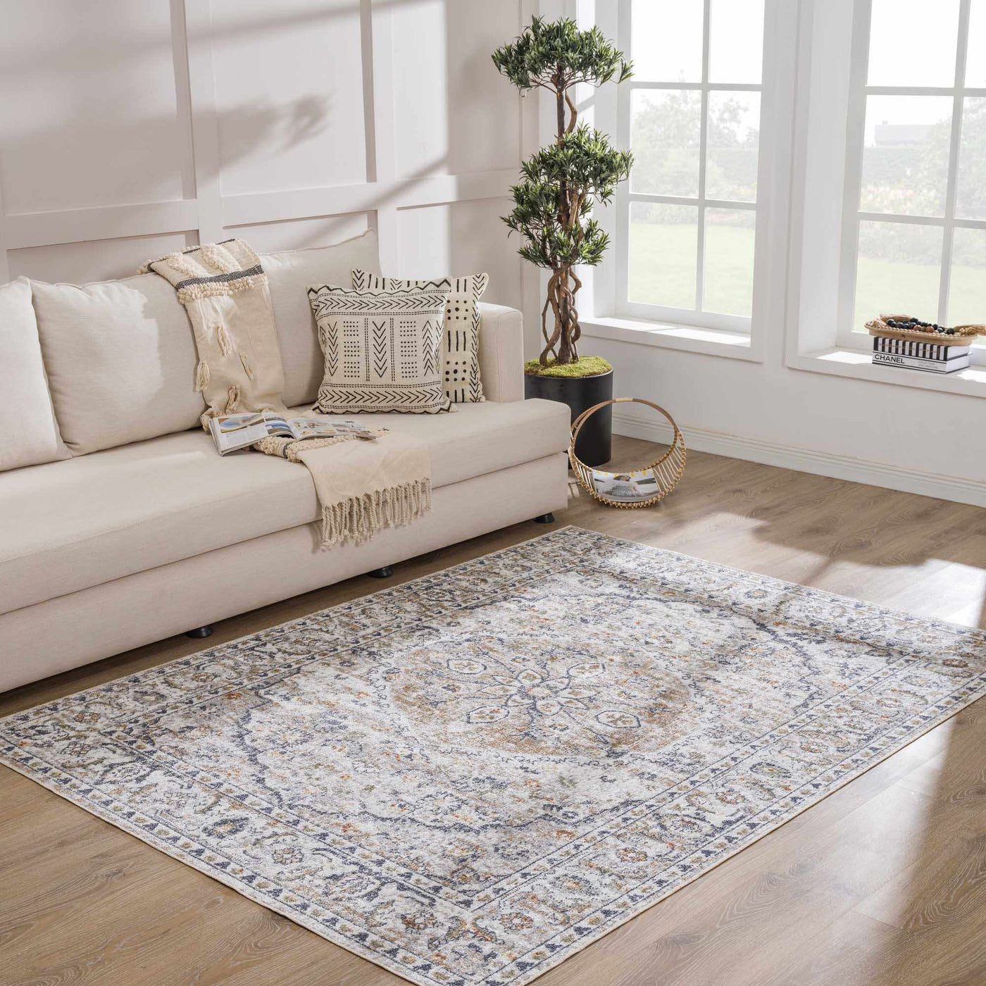 Hiti Cream Flat Pile Washable Rug by Boutique Rugs
