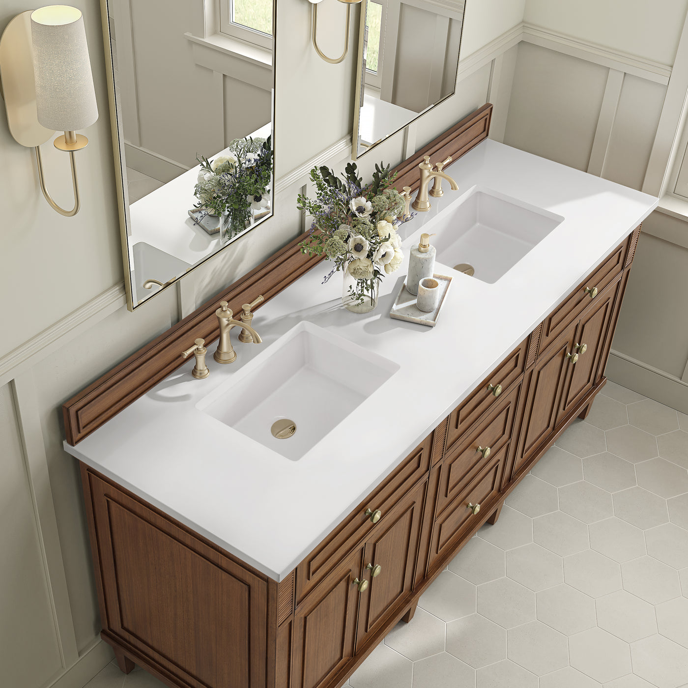 James Martin Lorelai 72" Double Bathroom Vanity, Mid-Century Walnut by James Martin
