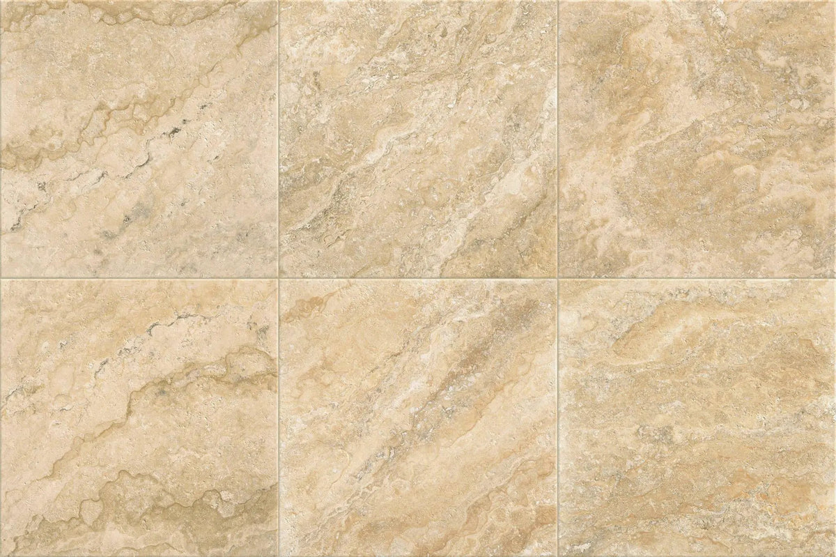Frontier20 Travertine Cross Cut Philadelphia Coping & Stair Corner Left Bullnose Look Porcelain Moldings 12x24 by landmarkceramics