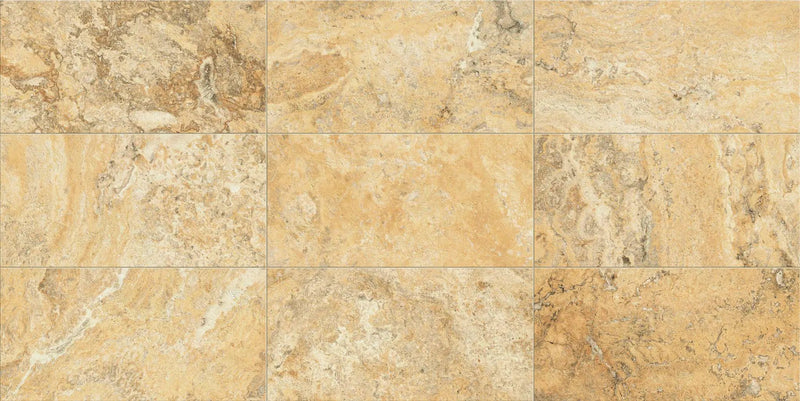 Trail Cross Cut Scabas Travertine Look Porcelain Tiles 12x24 by landmarkceramics