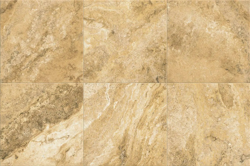 Frontier20 Travertine Select Cross Cut Scabas Look Porcelain Pavers 12x12 by landmarkceramics