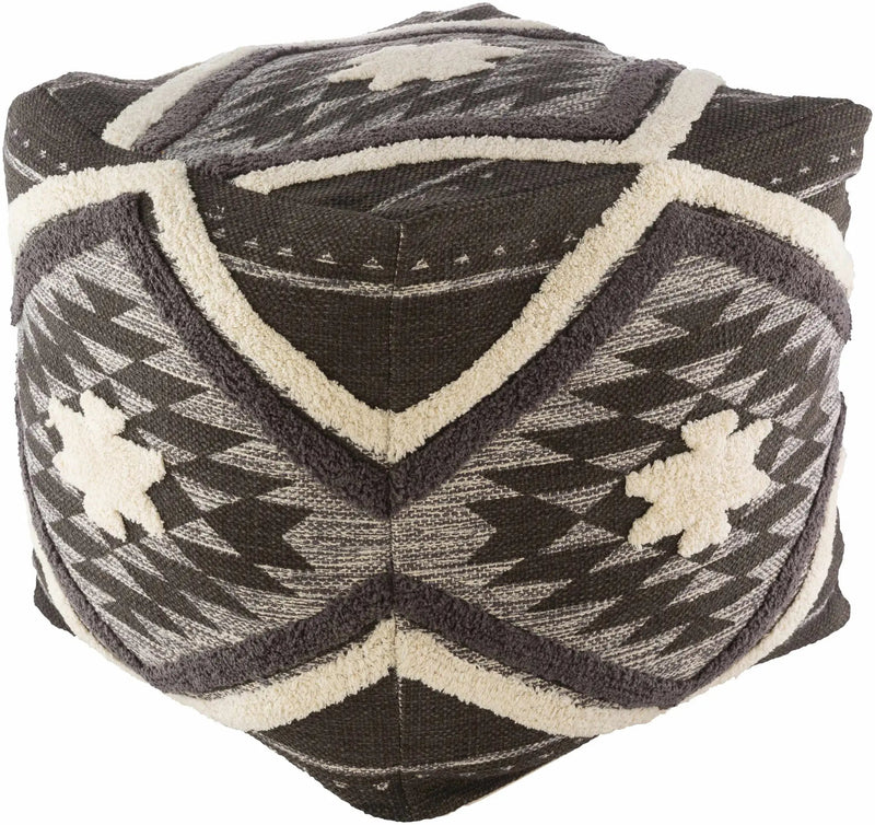 Almondbank Handwoven Beige Cotton Pouf by Boutique Rugs