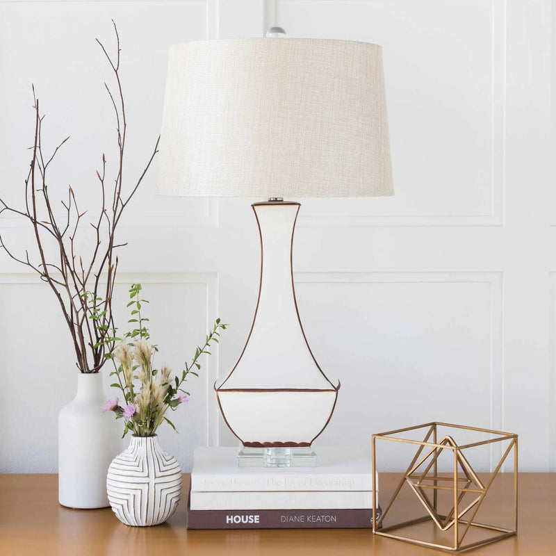 Tuka Tan Ceramic Table Lamp - Clearance by Boutique Rugs