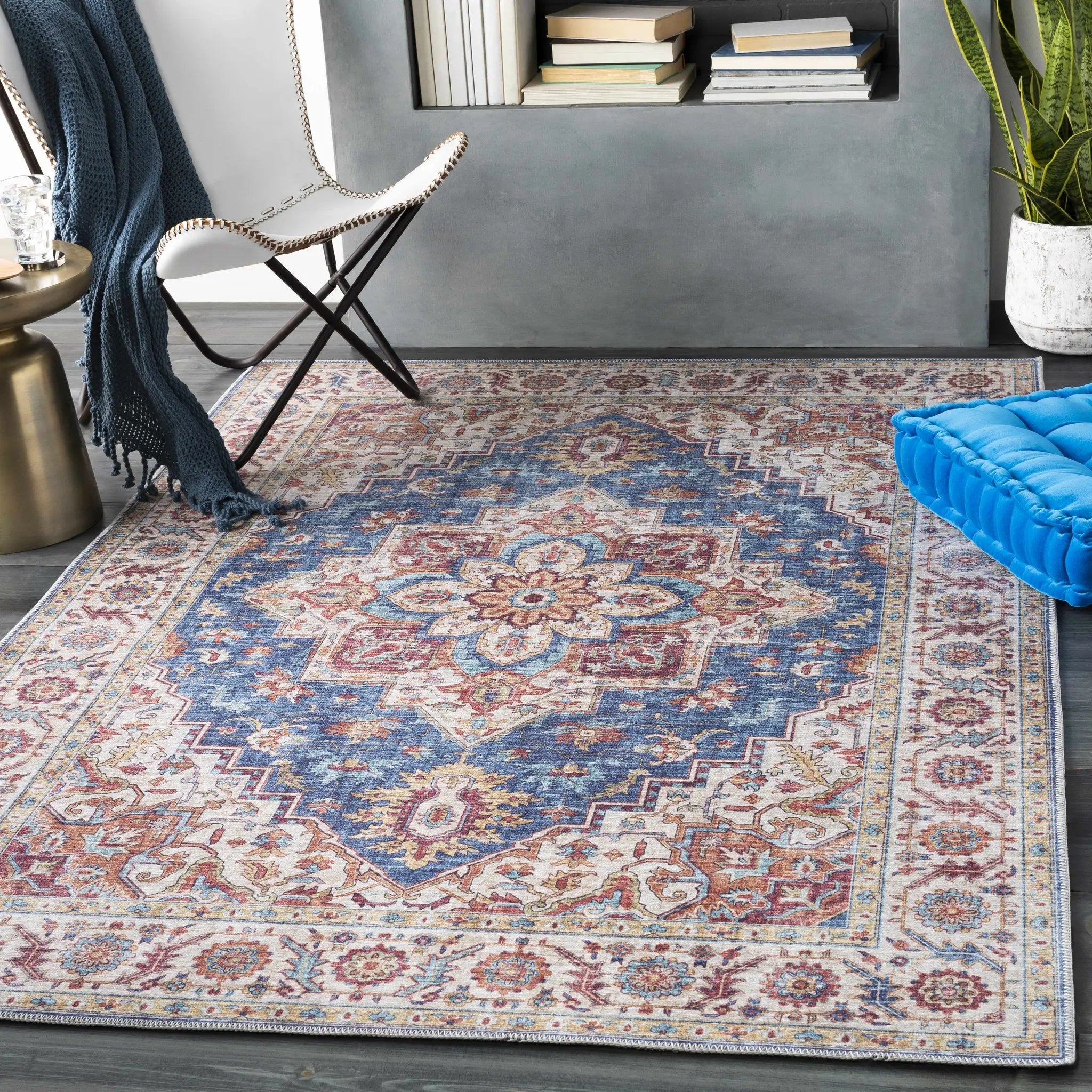 Kapaa Blue Medallion Rug - Clearance by Boutique Rugs