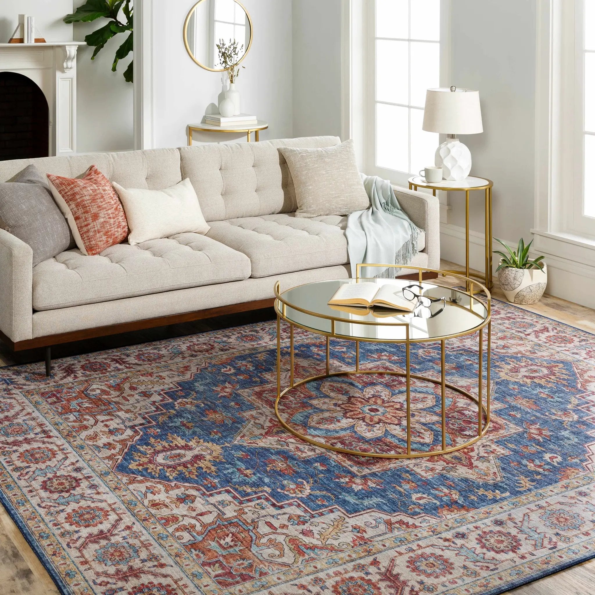 Kapaa Blue Medallion Rug - Clearance by Boutique Rugs