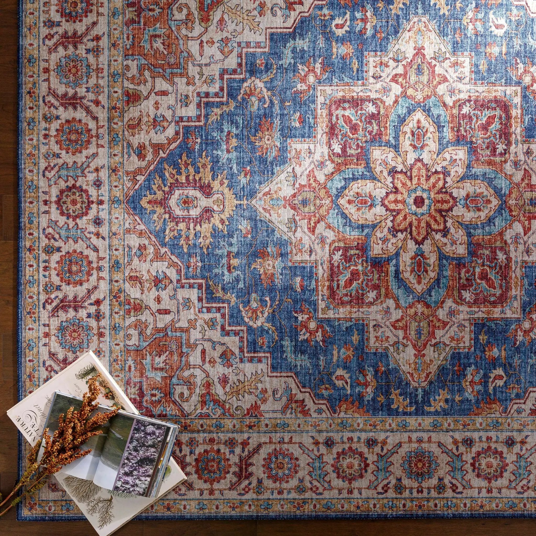 Kapaa Blue Medallion Rug - Clearance by Boutique Rugs