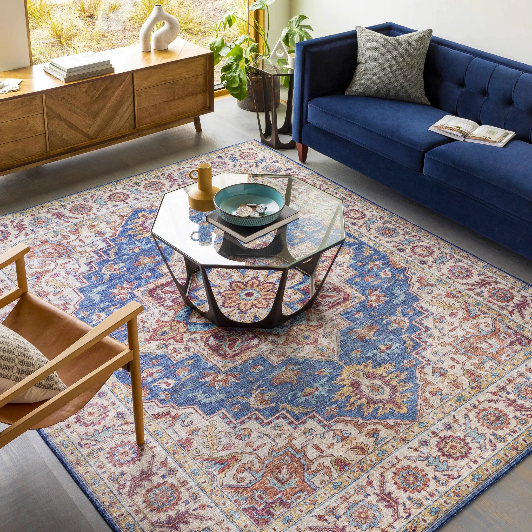 Kapaa Blue Medallion Rug - Clearance by Boutique Rugs