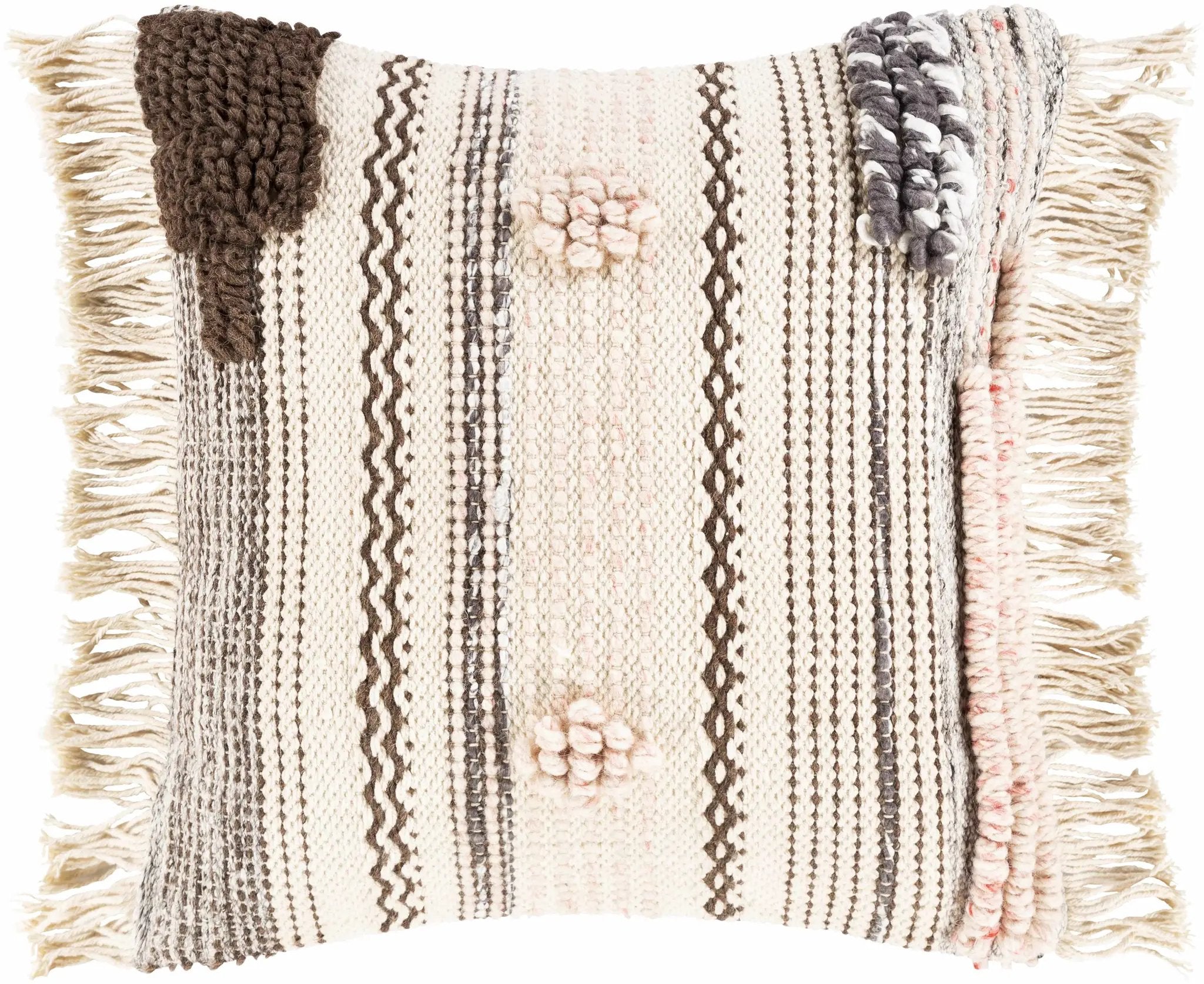 Lenorah Pink&White Textured Throw Pillow - Clearance by Boutique Rugs