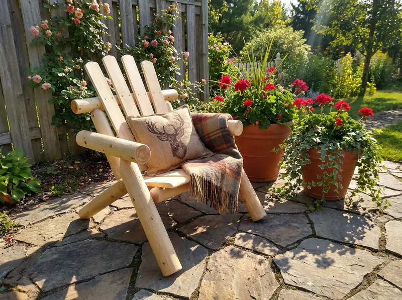 Log Wooden Deck Chair by Cedar Creek Rustic Furniture