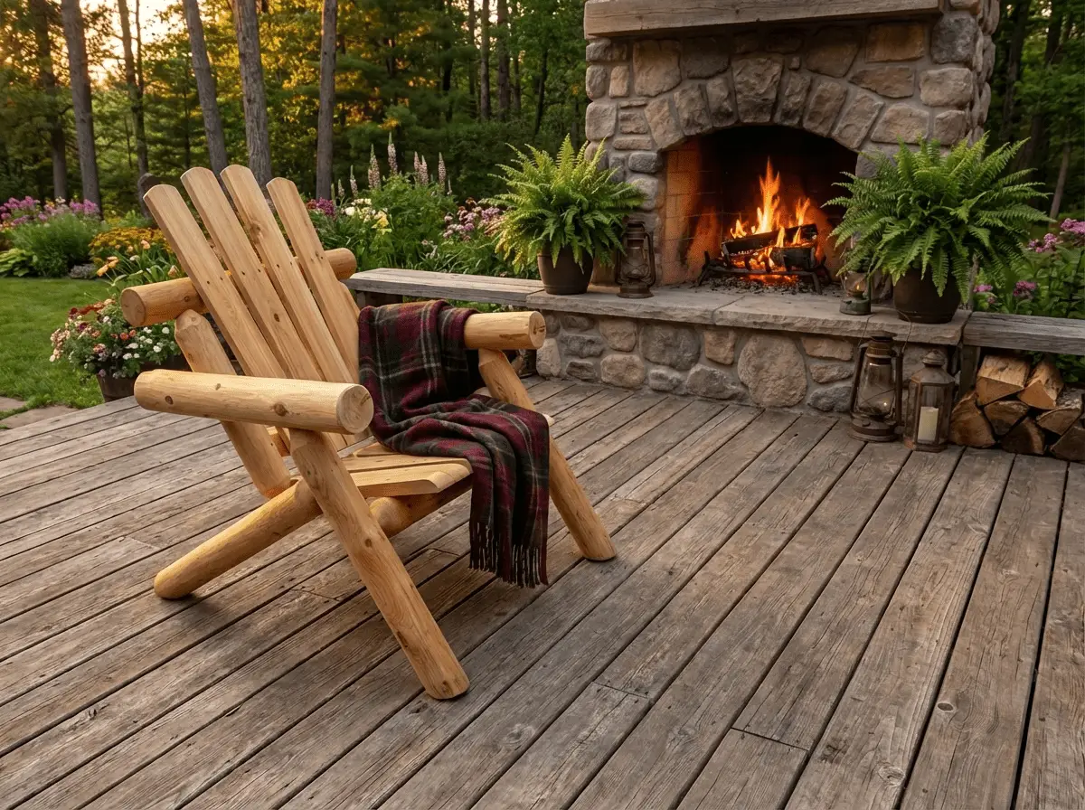 Log Wooden Deck Chair by Cedar Creek Rustic Furniture