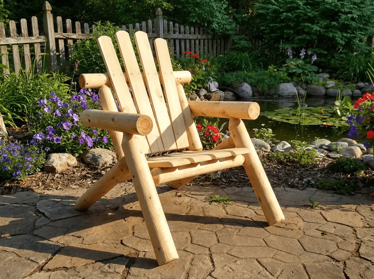 Log Wooden Deck Chair by Cedar Creek Rustic Furniture