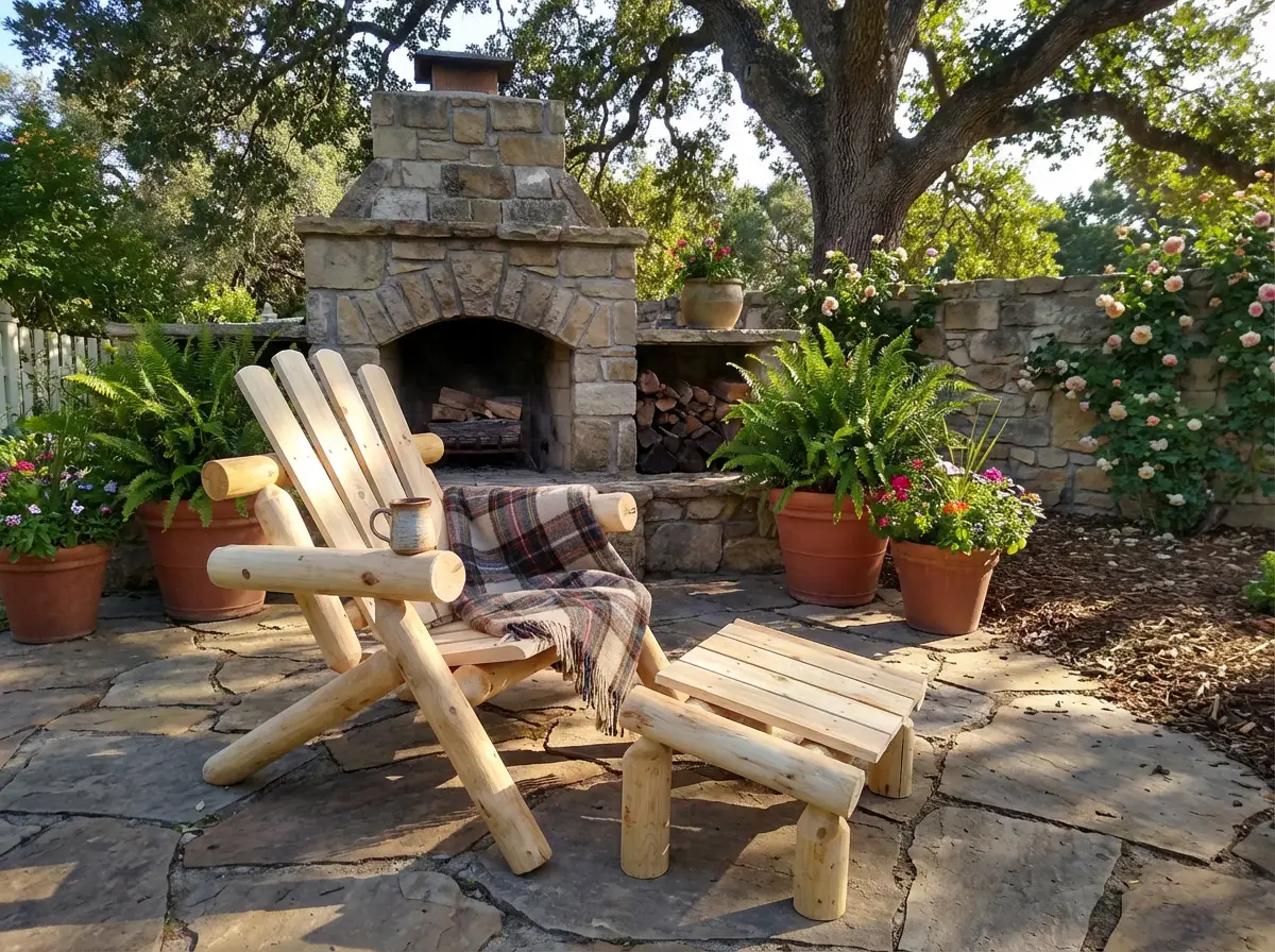 Log Wooden Deck Chair by Cedar Creek Rustic Furniture