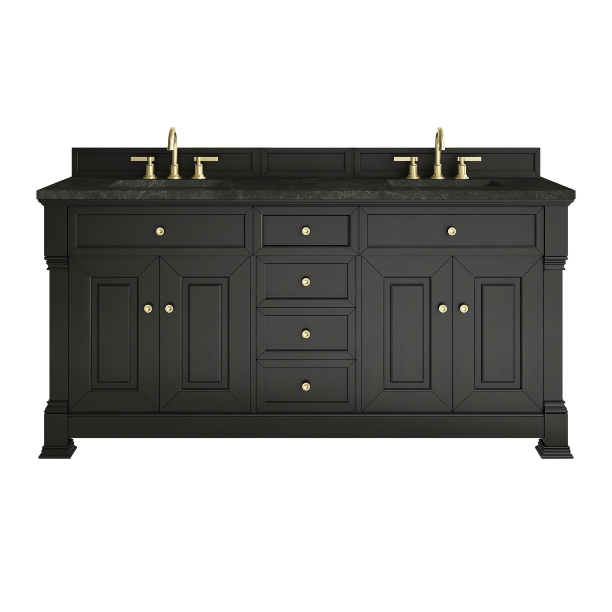 James Martin Brookfield 72" Double Bathroom Vanity, Black Onyx with Phantome countertop