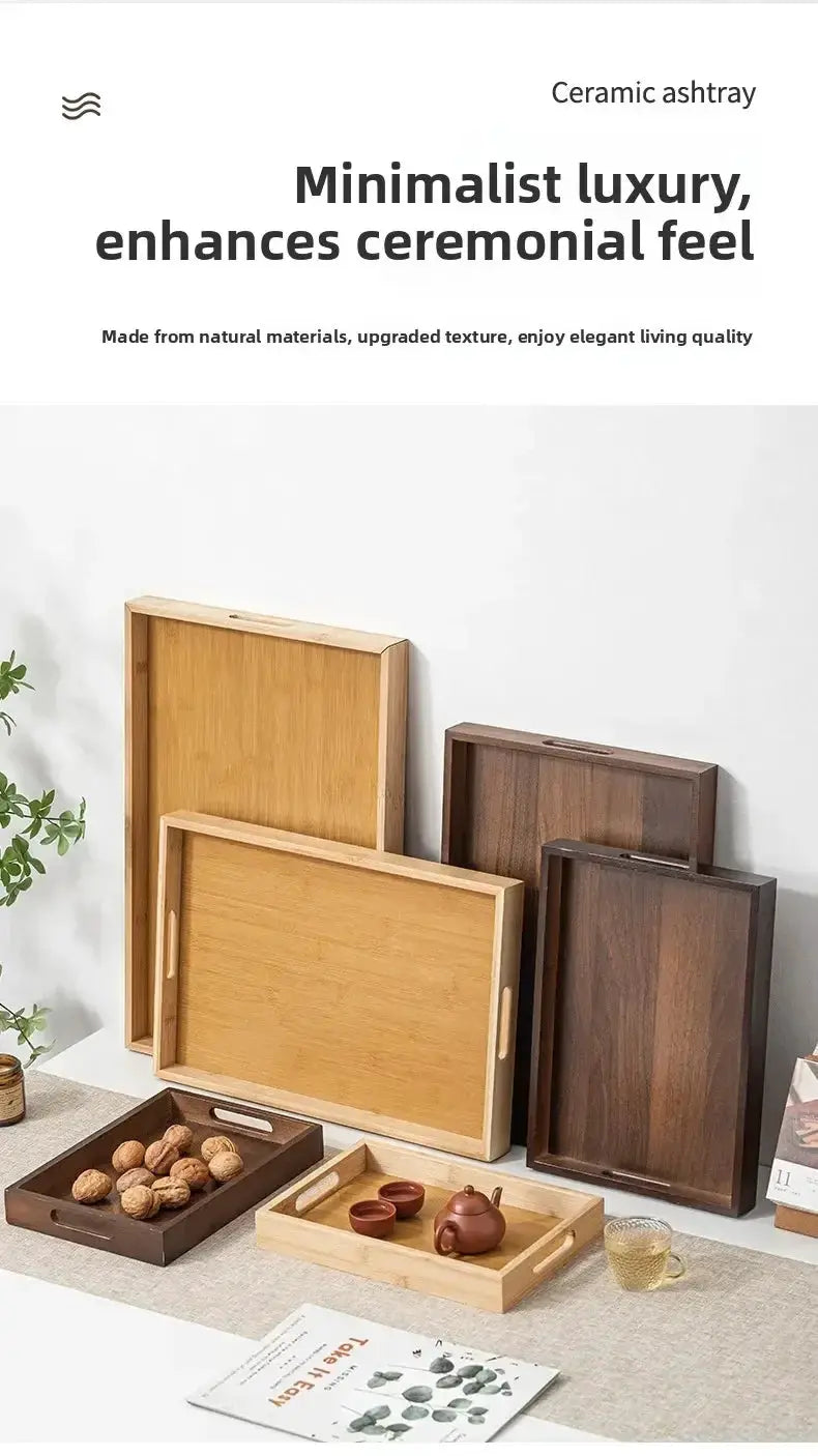 Long Rectangle Bamboo Tea Serving Tray by House Of Avana