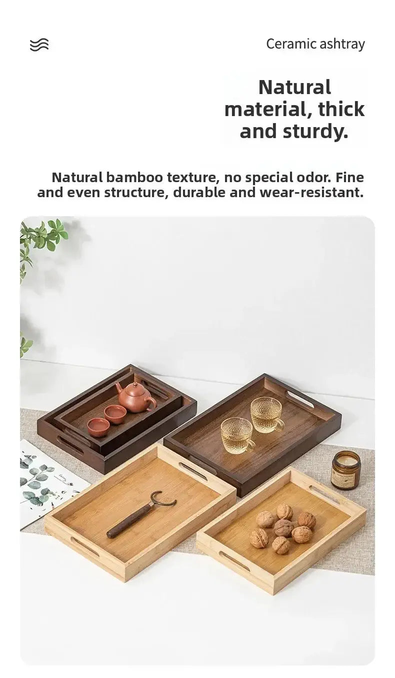 Long Rectangle Bamboo Tea Serving Tray by House Of Avana
