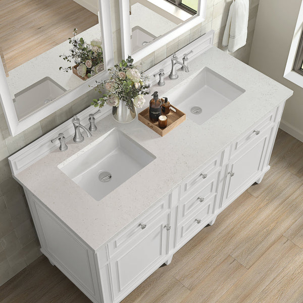 James Martin Lorelai 60" Double Bathroom Vanity, Bright White