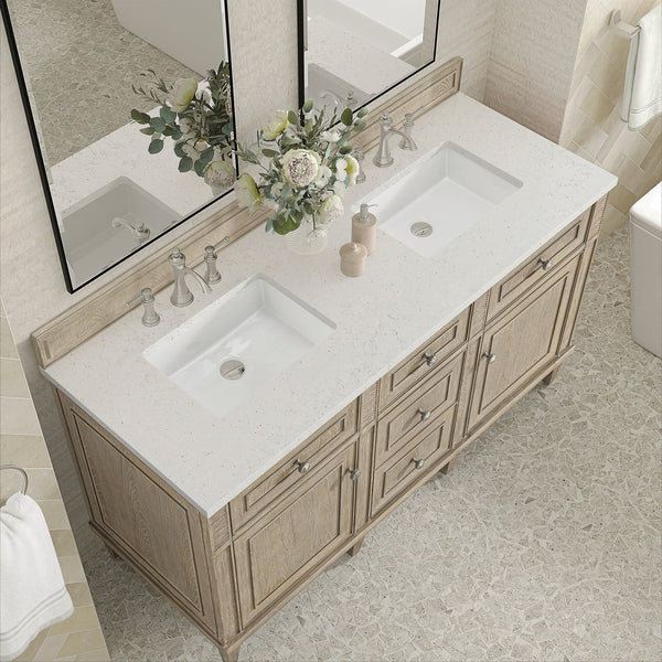 James Martin Lorelai 60" Double Bathroom Vanity, Whitewashed Oak