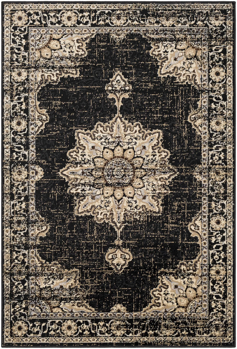 Lostwithiel Black Medallion Rug by Boutique Rugs