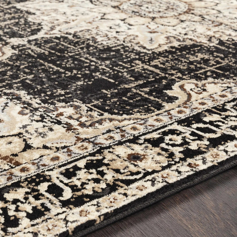 Lostwithiel Black Medallion Rug by Boutique Rugs