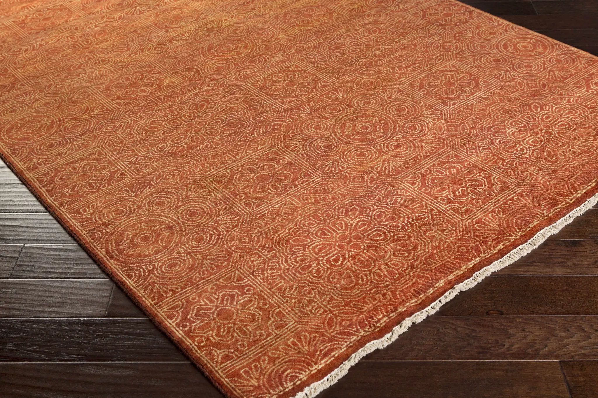 Lottsburg Premium Orange Wool Rug - Clearance by Boutique Rugs