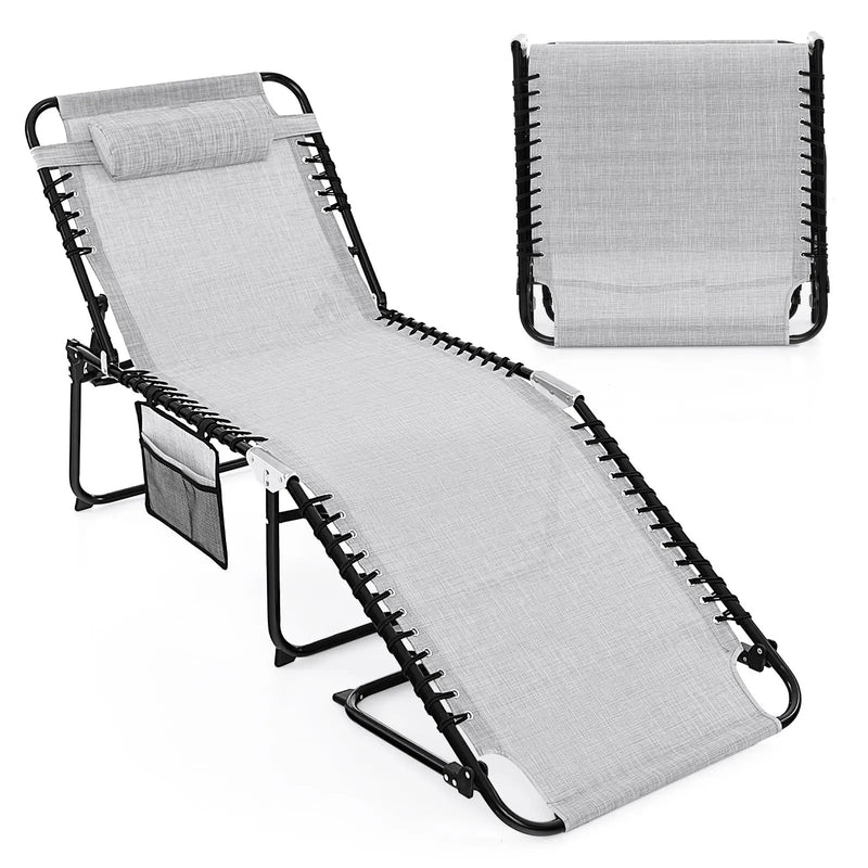 4 Position Folding Lounge Chaise with Adjustable Backrest and Footrest by DirectDeals