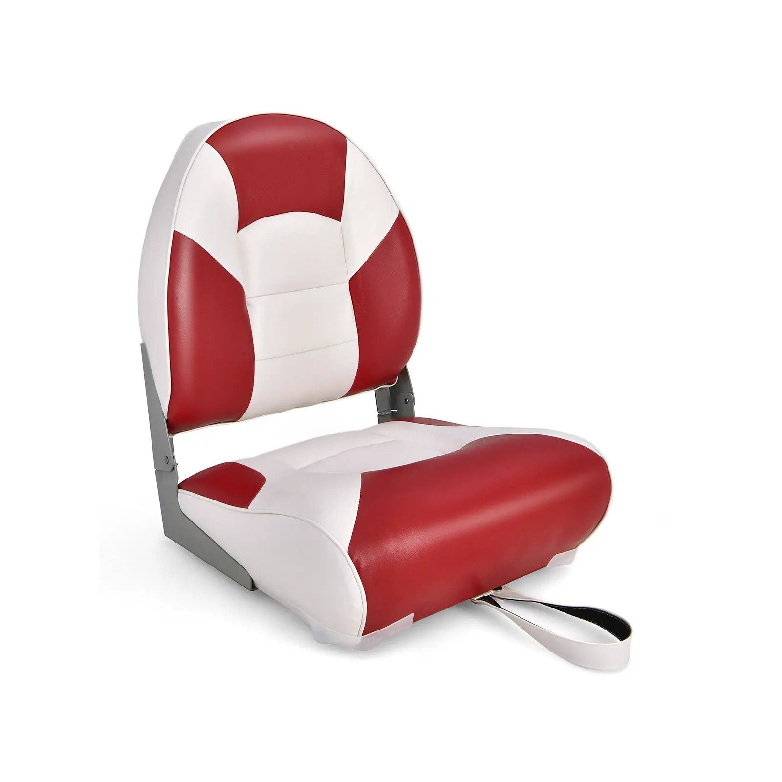 Low Back Boat Seat Folding Fishing chair with Thickened High-density Sponge Padding-Red by DirectDeals