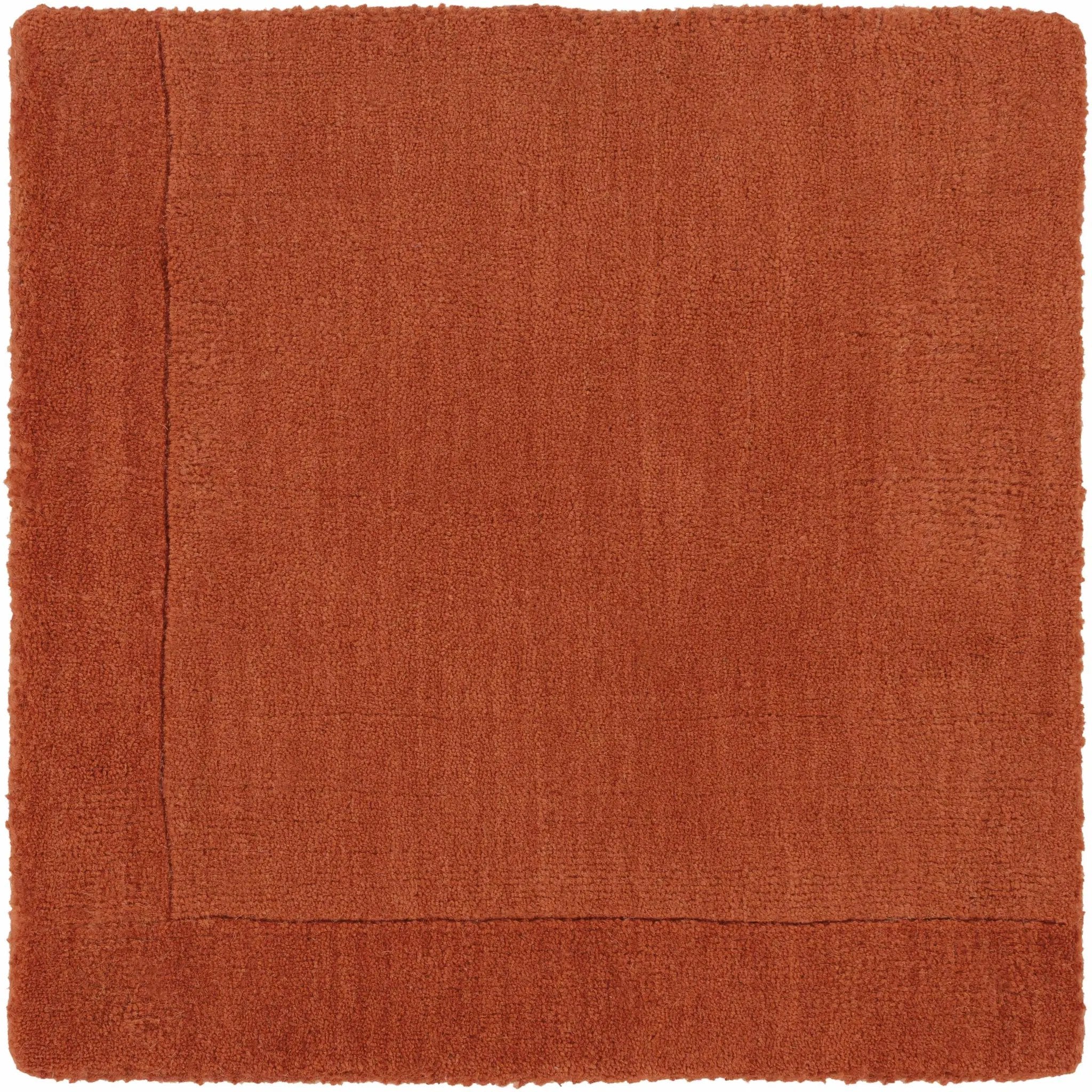 Bordered Solid Brick Red Wool Rug by Boutique Rugs