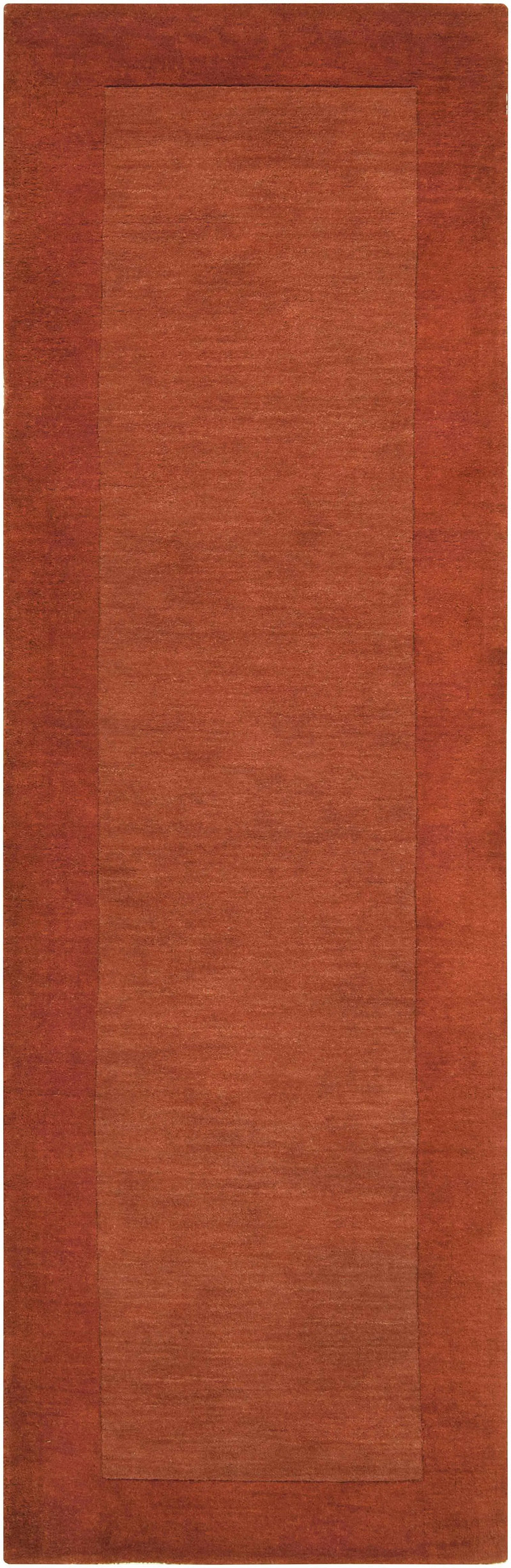 Bordered Solid Brick Red Wool Rug by Boutique Rugs