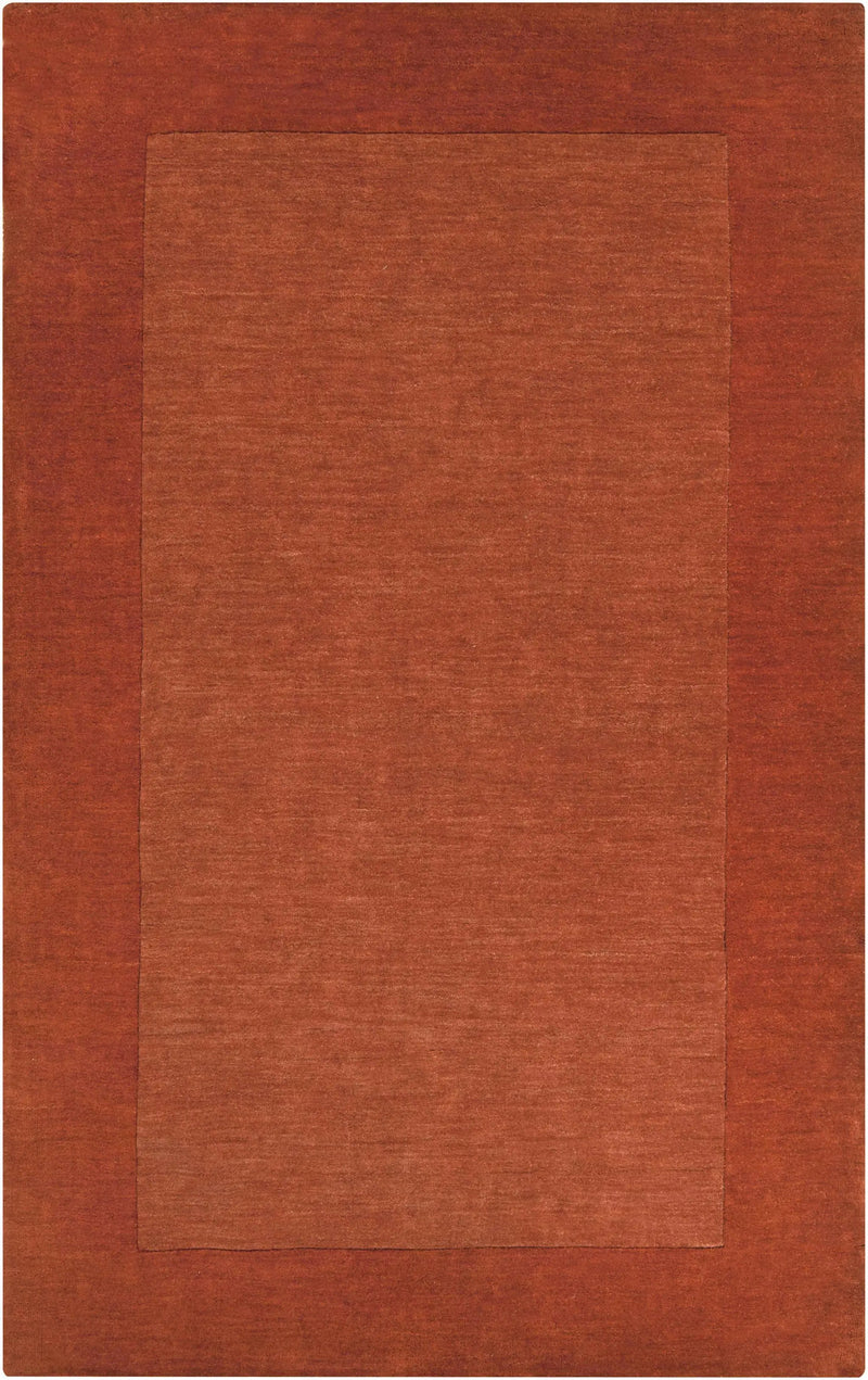 Bordered Solid Brick Red Wool Rug by Boutique Rugs