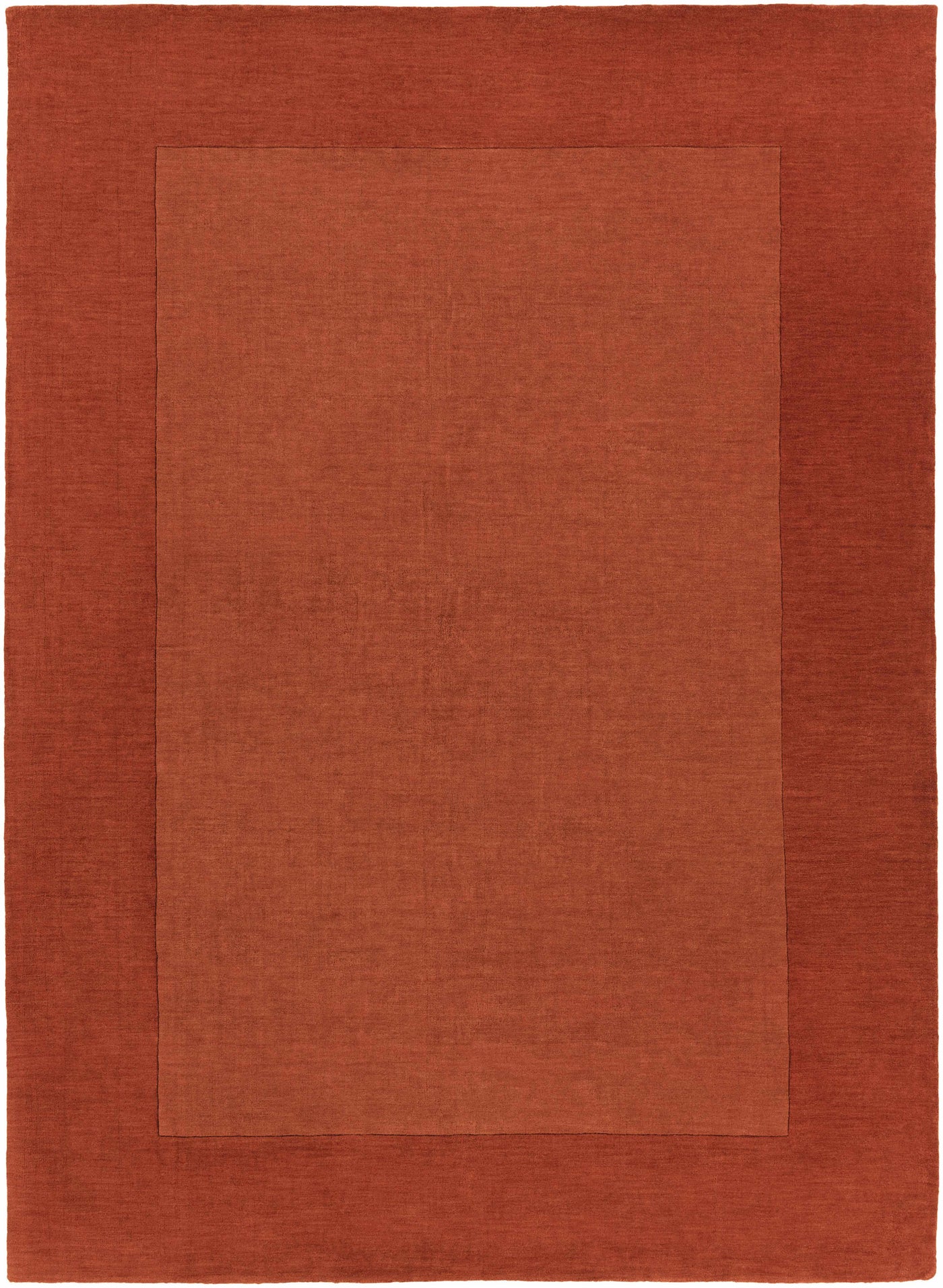 Bordered Solid Brick Red Wool Rug by Boutique Rugs