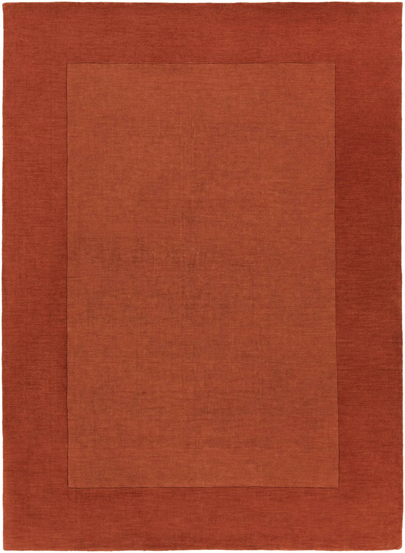 Bordered Solid Brick Red Wool Rug by Boutique Rugs