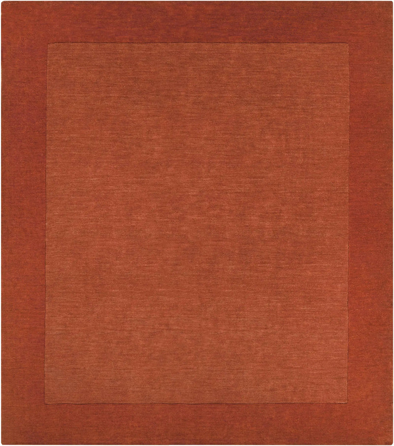Bordered Solid Brick Red Wool Rug by Boutique Rugs