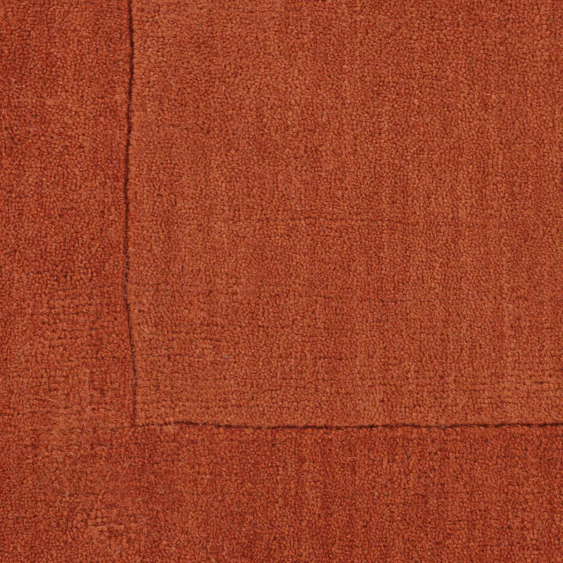 Bordered Solid Brick Red Wool Rug by Boutique Rugs