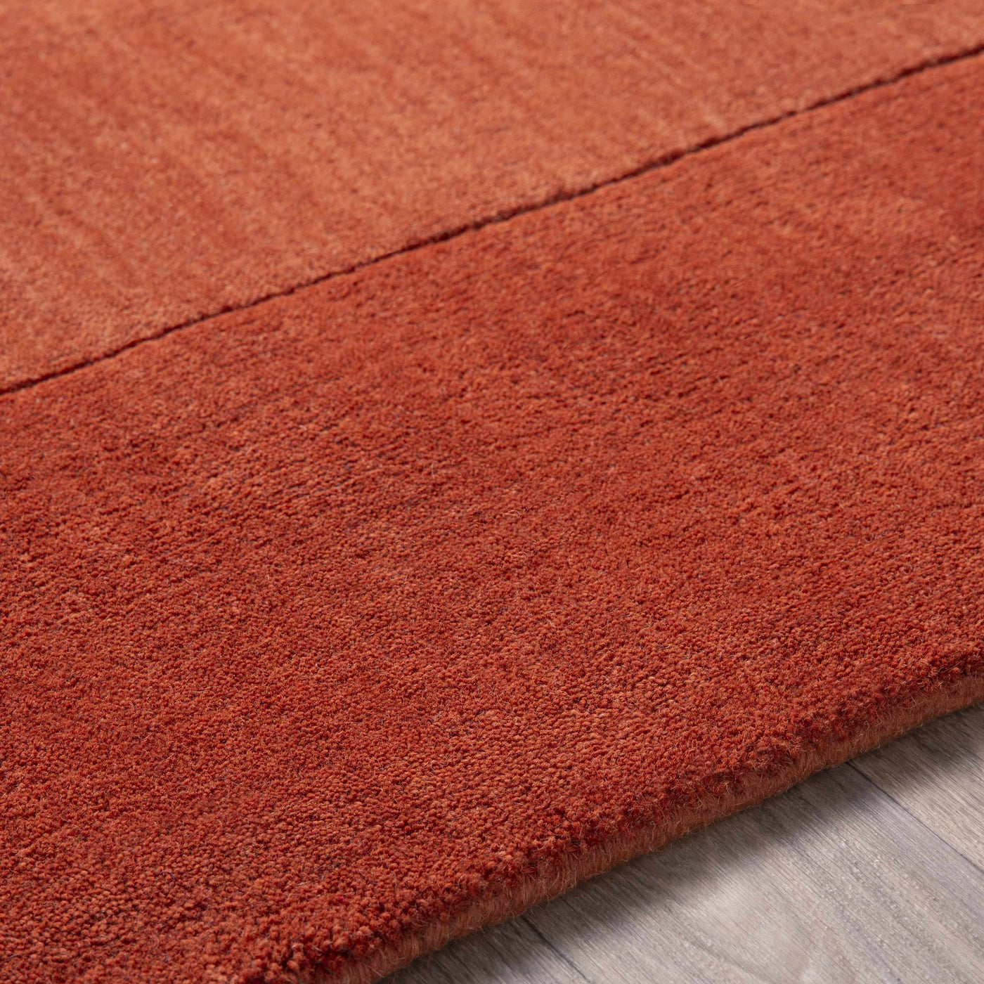 Bordered Solid Brick Red Wool Rug by Boutique Rugs