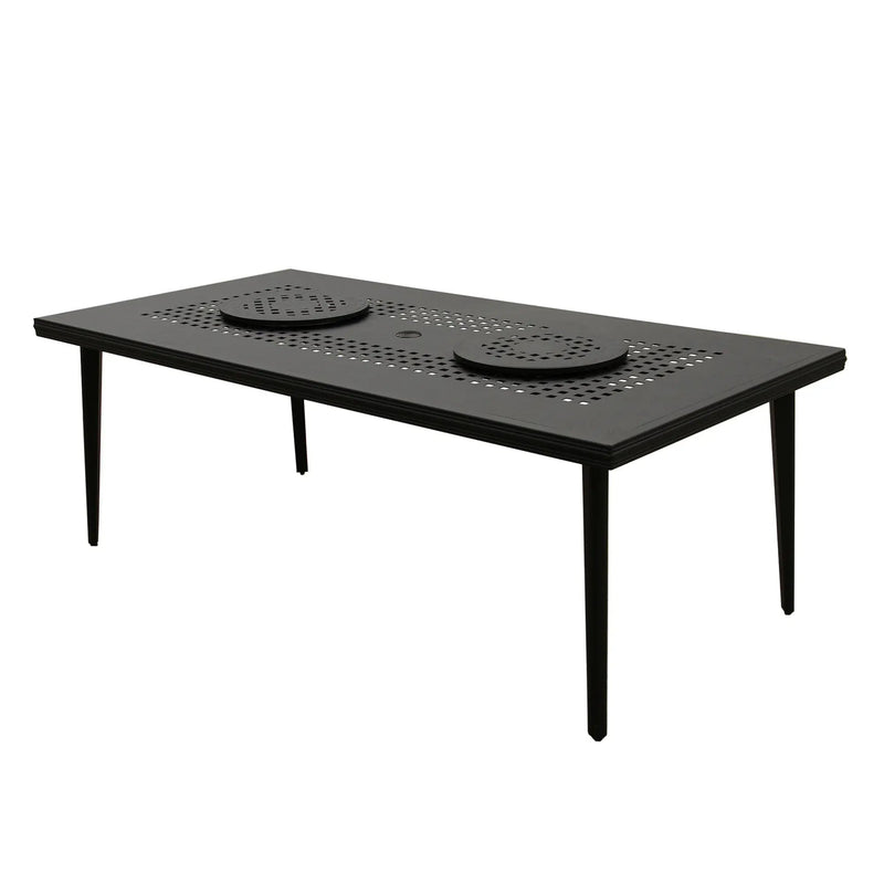 Aluminum Black 84-in Rectangle Large Patio Dining Table, Lazy Susans by Sharicks