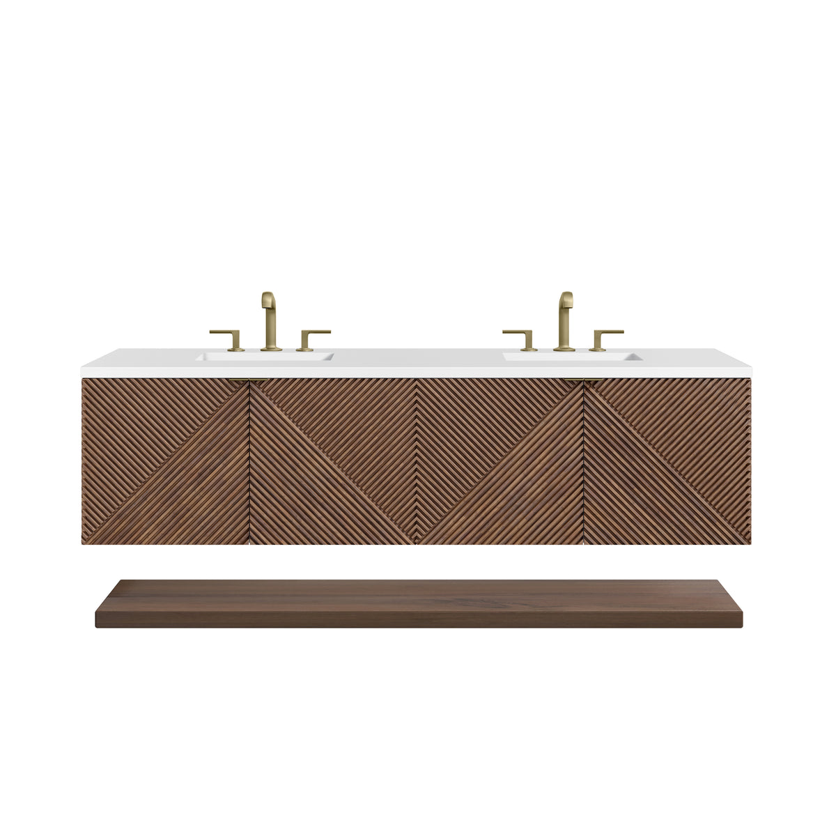 James Martin Marcello 72" Floating Double Bathroom Vanity, Chestnut, view 35