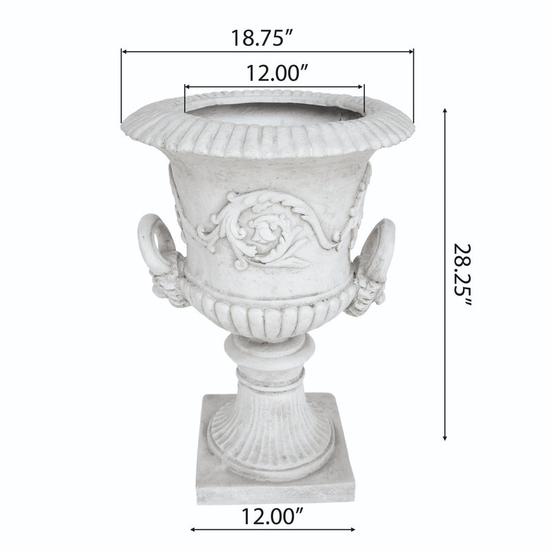 Antique White MGO Garden Urn Planter with Faux-Stone Finish, photo 6 of 9