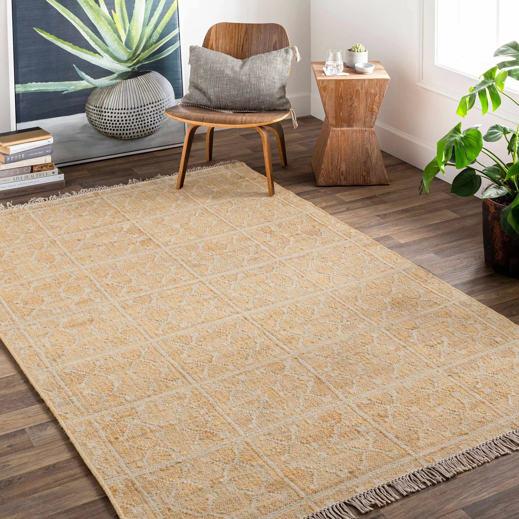 Rice Handcrafted Fringed Jute Carpet by Boutique Rugs