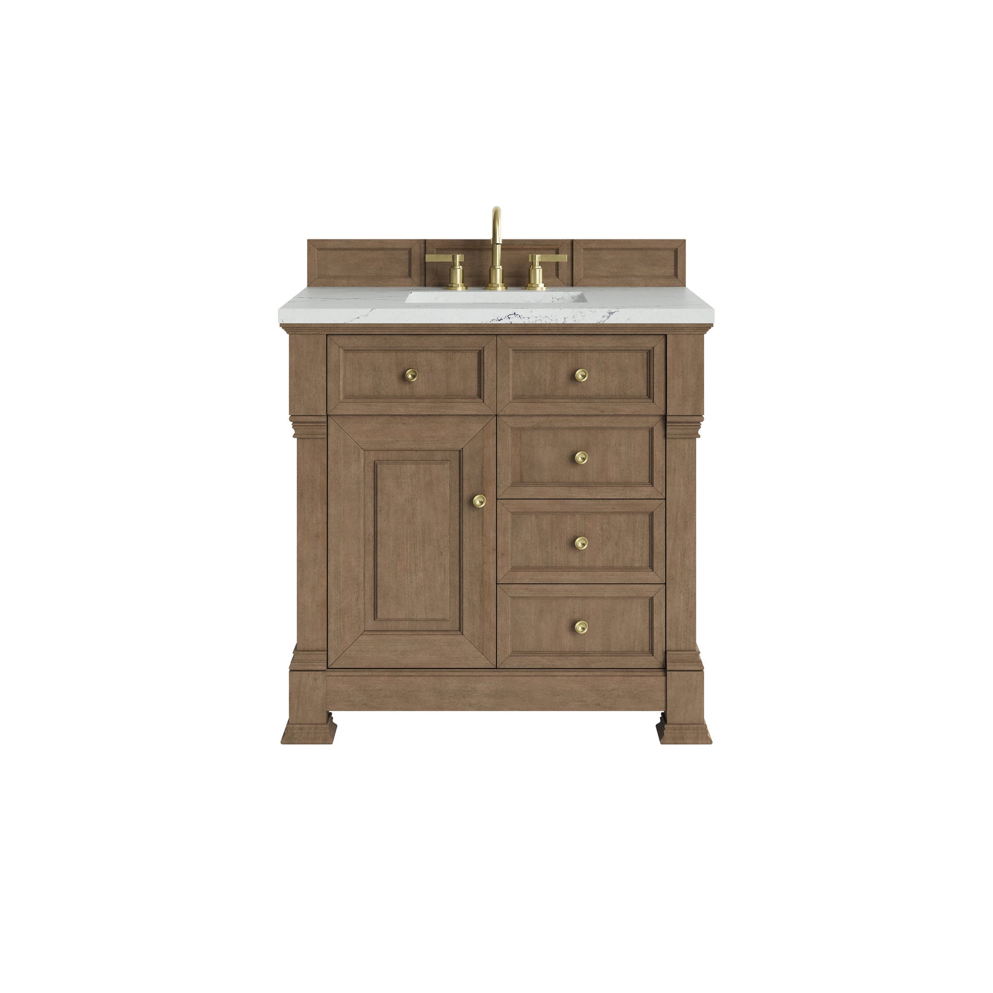 James Martin Brookfield 36" Single Bathroom Vanity, Pecan with Ethereal Noctis countertop