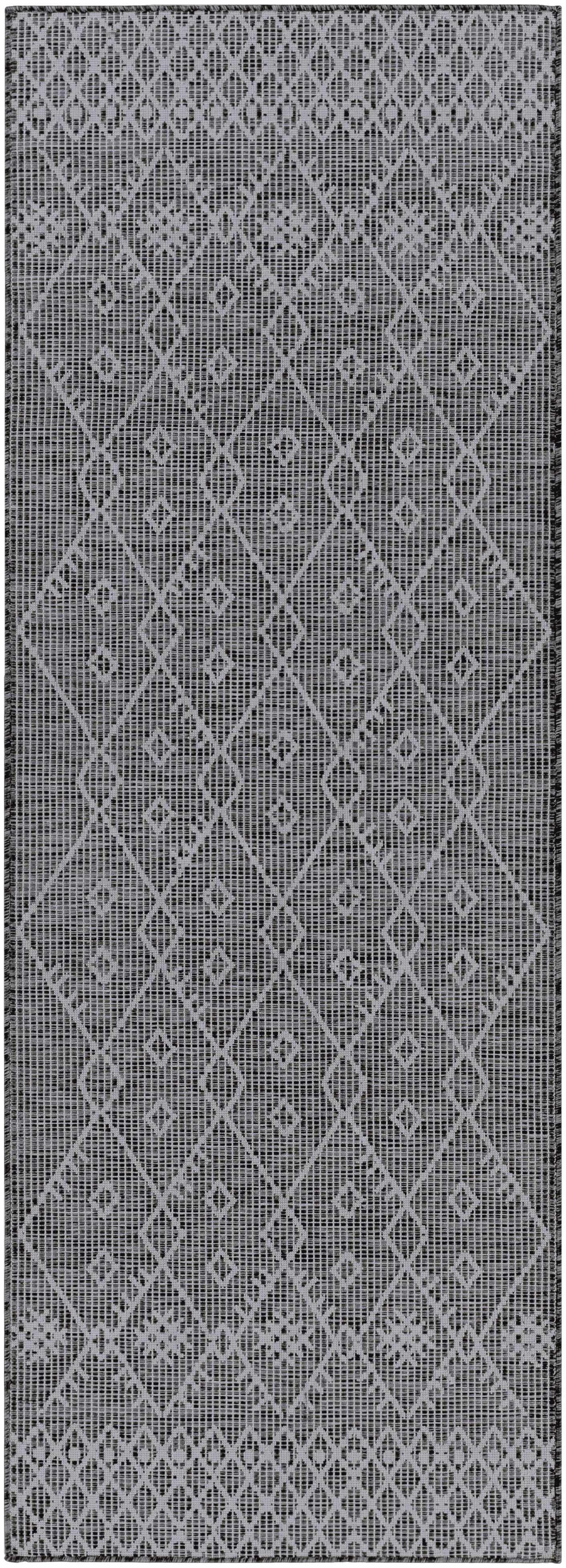 Lorena Charcoal Flatweave Trellis Outdoor Carpet - Clearance by Boutique Rugs