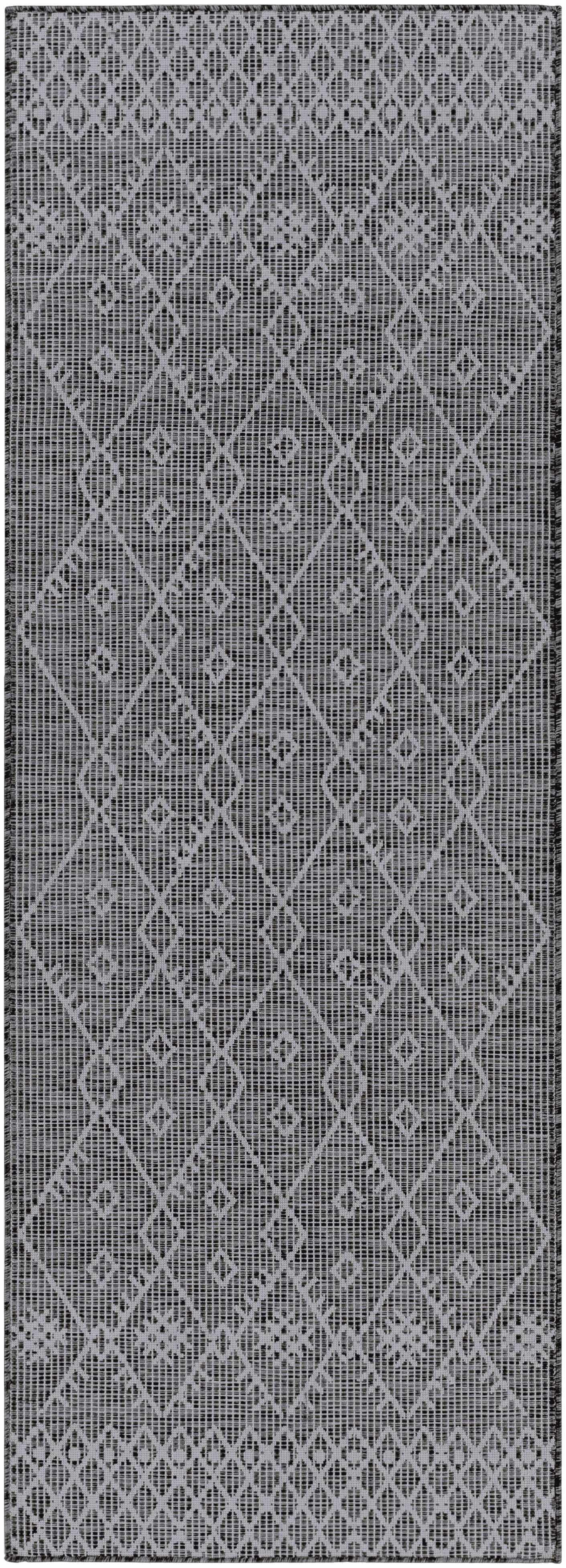 Lorena Charcoal Flatweave Trellis Outdoor Carpet - Clearance by Boutique Rugs