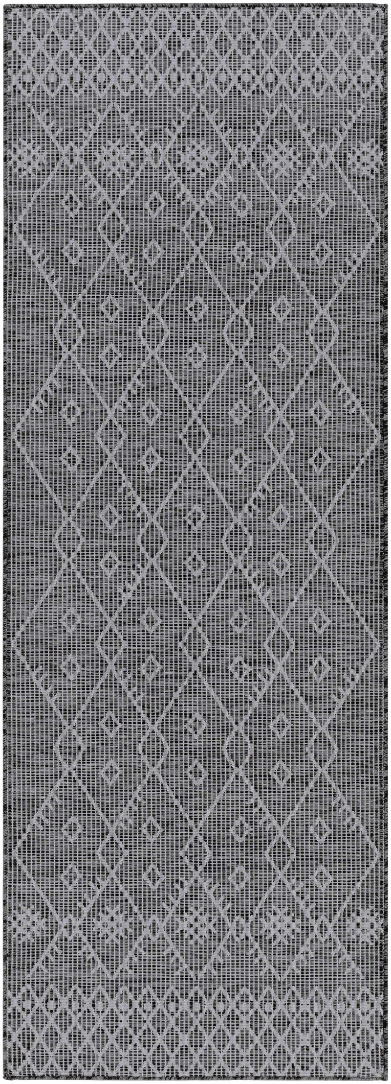 Lorena Charcoal Flatweave Trellis Outdoor Carpet - Clearance by Boutique Rugs