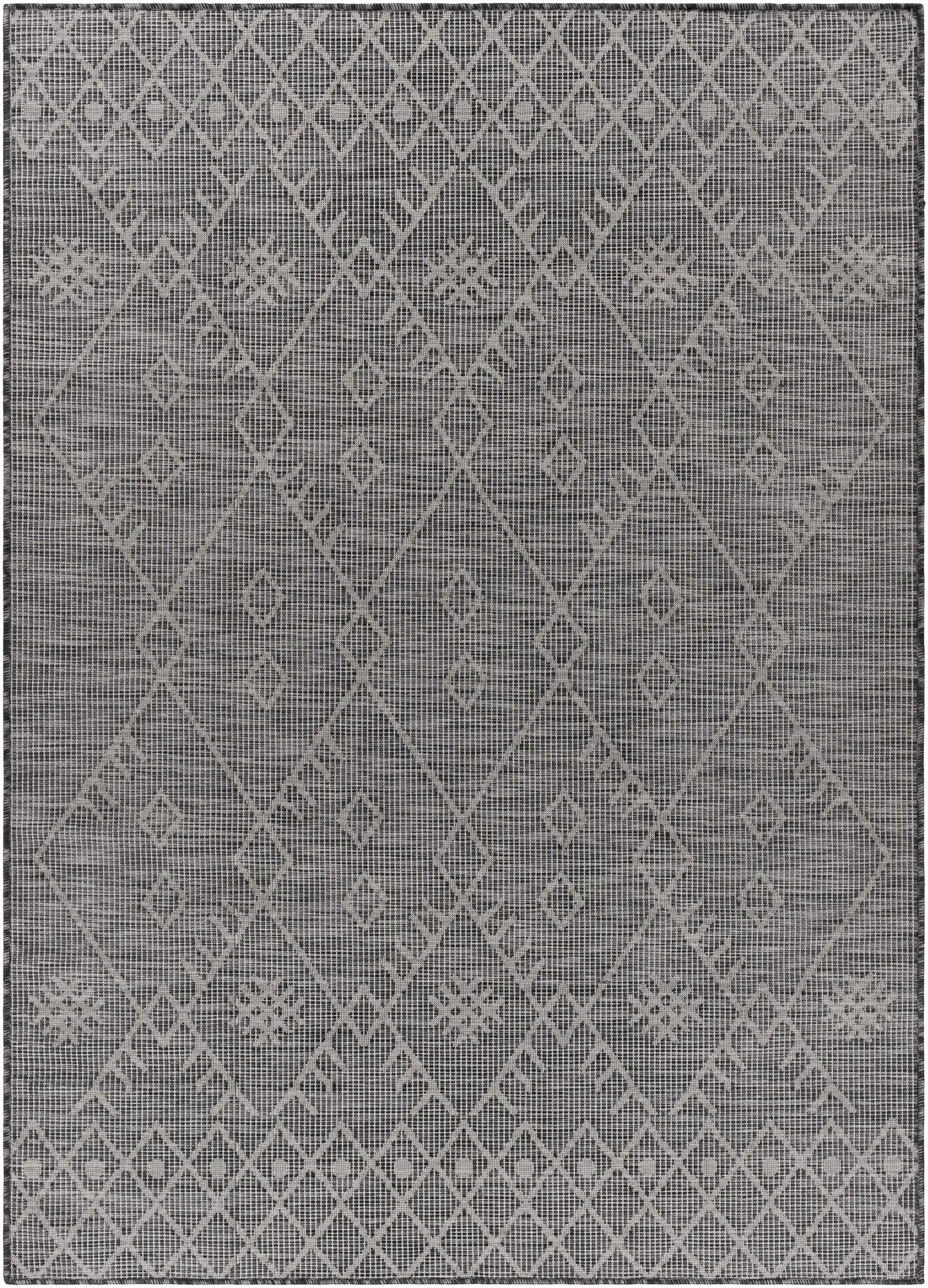 Lorena Charcoal Flatweave Trellis Outdoor Carpet - Clearance by Boutique Rugs