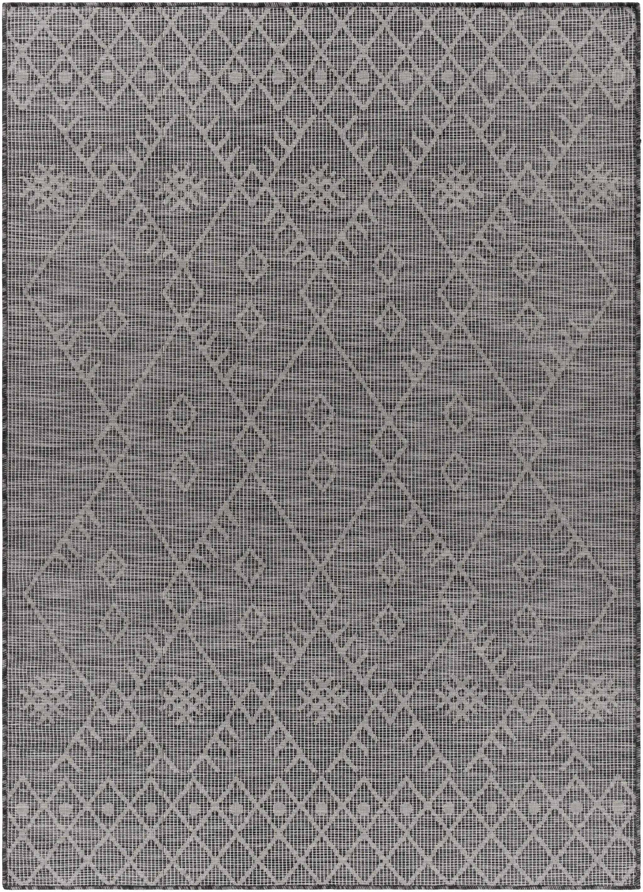 Lorena Charcoal Flatweave Trellis Outdoor Carpet - Clearance by Boutique Rugs