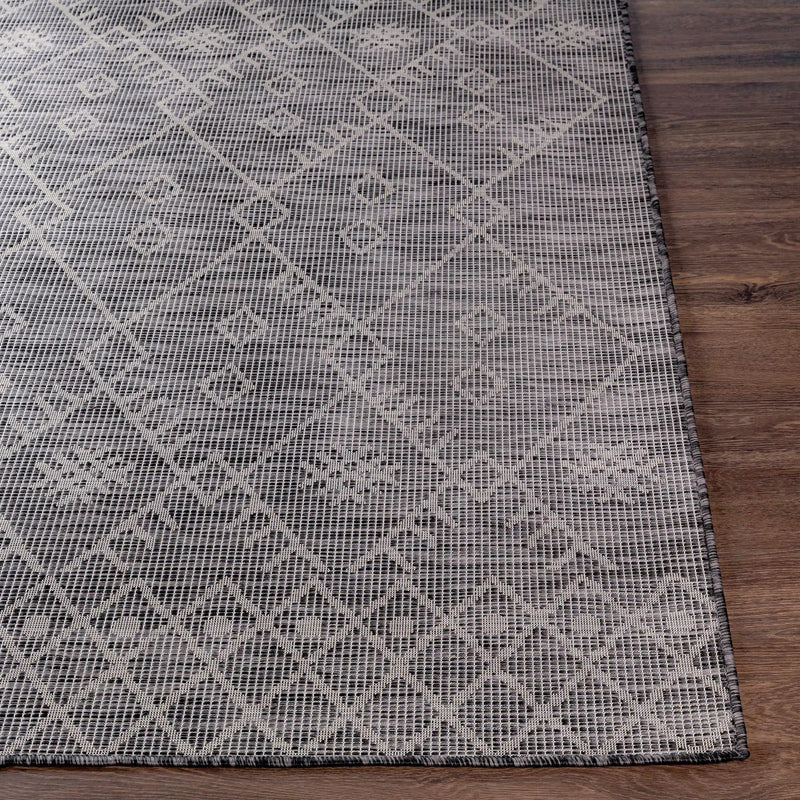Lorena Charcoal Flatweave Trellis Outdoor Carpet - Clearance by Boutique Rugs