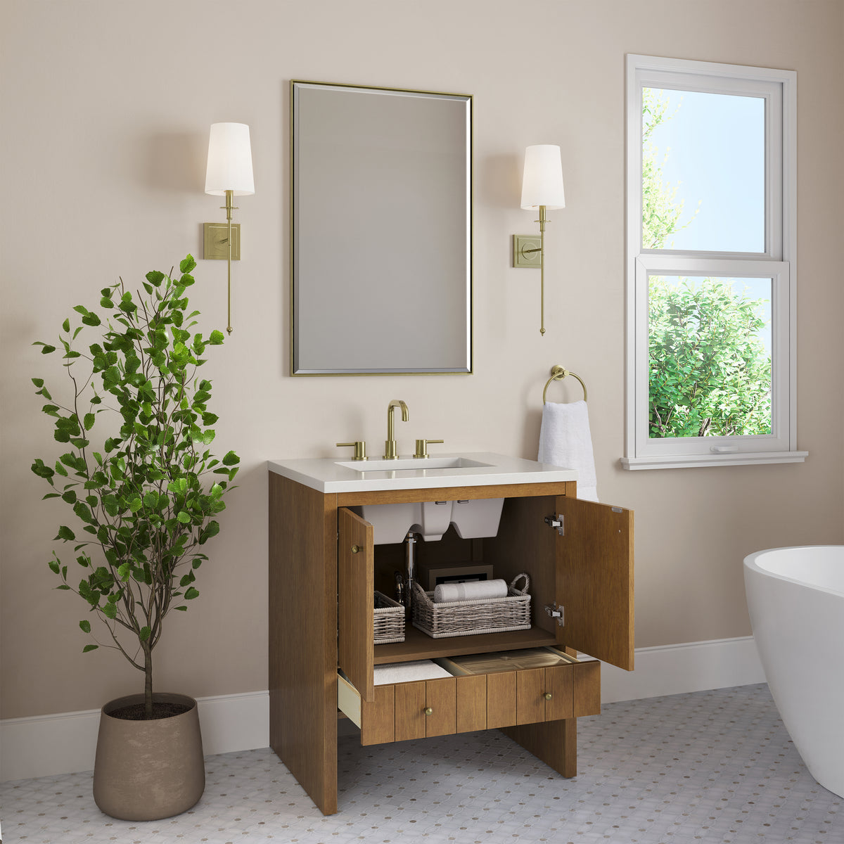 James Martin Hudson 30" Single Bathroom Vanity, Honey Oak, view 33
