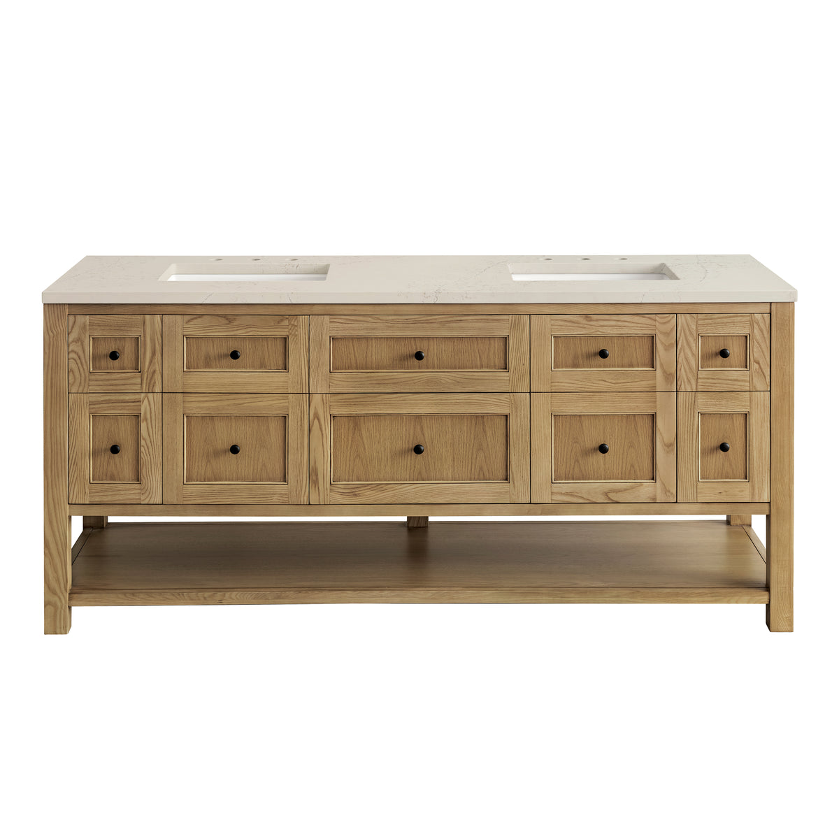 James Martin Breckenridge 72" Double Bathroom Vanity, Light Natural Oak with Siberian countertop