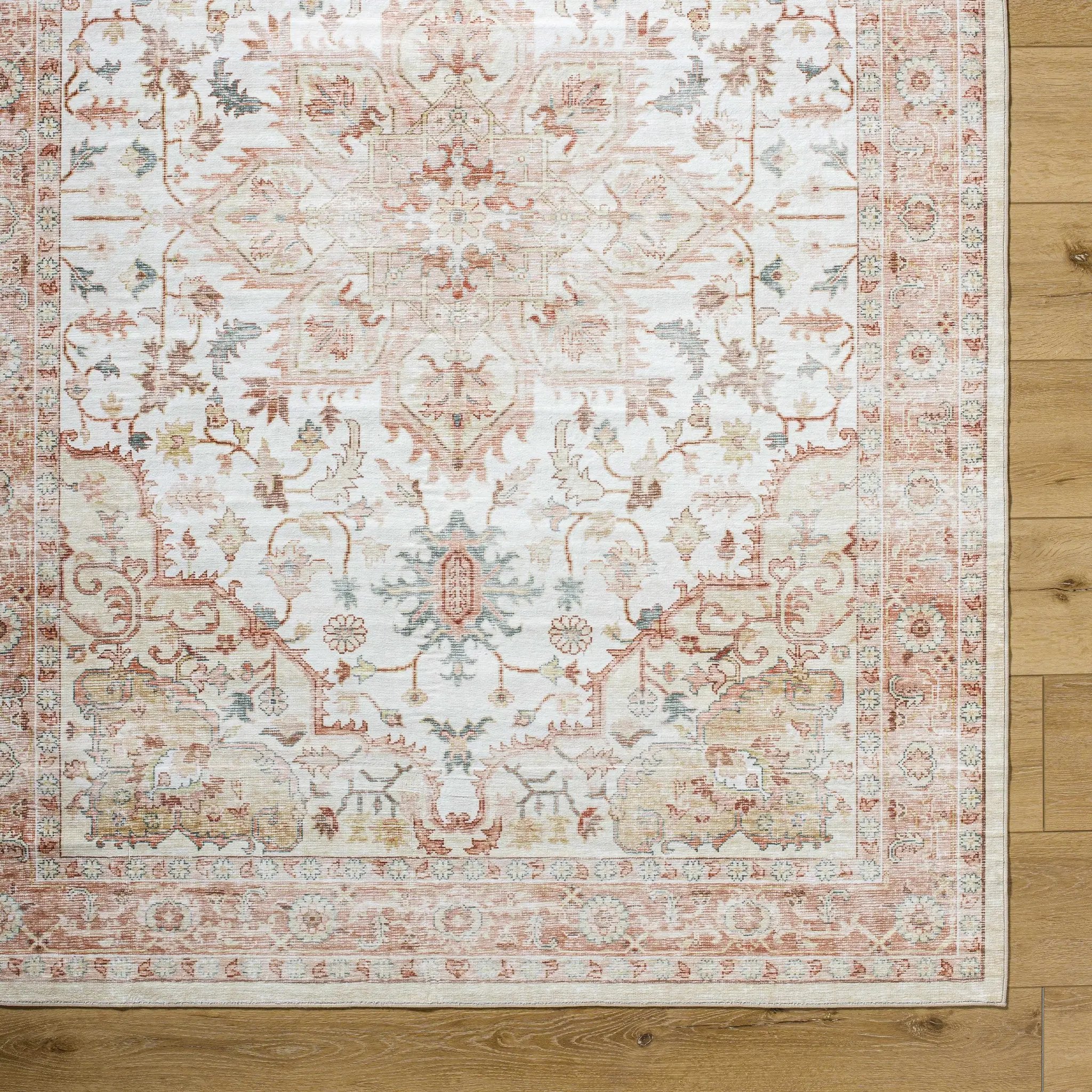 Lotan Pink Medallion Washable Area Rug - Clearance by Boutique Rugs