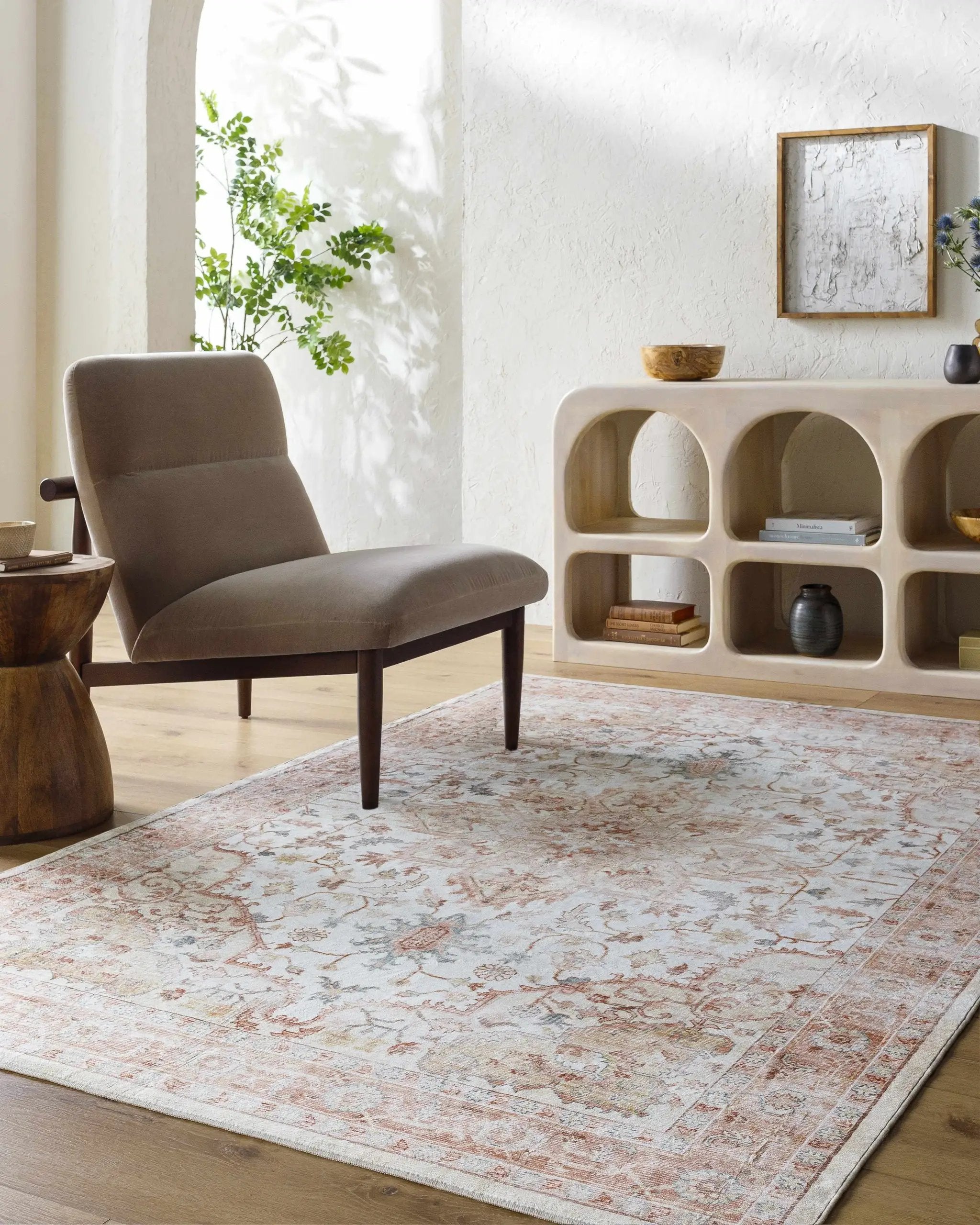 Lotan Pink Medallion Washable Area Rug - Clearance by Boutique Rugs