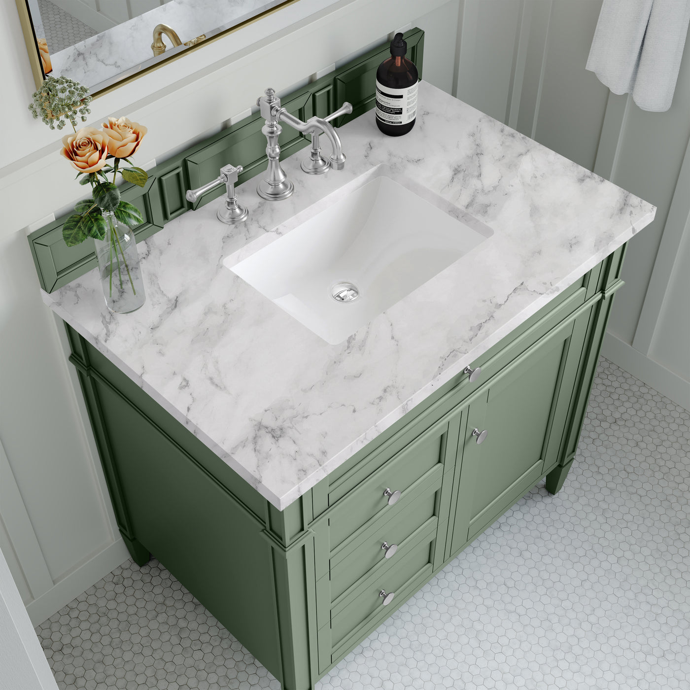 James Martin Brittany 36" Single Bathroom Vanity, Smokey Celadon by James Martin